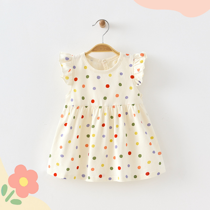 Girls' Princess Dress, Stylish Children's Dress, Pure Cotton Baby Dress, Summer Thin Style, Flying Sleeves, Floral Dress, Spring and Summer Outfit Girls' Princess Dress, Stylish Children's Dress, Pure Cotton Baby Dress, Summer Thin Style, Flying Sleeves, Floral Dress, Spring and Summer Outfit