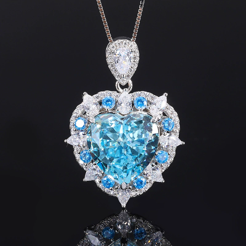 Украшения庄生生 S925 серебро стильное сердце океана высшее карбоновые diamonds роскошный набор главный камень 15*15