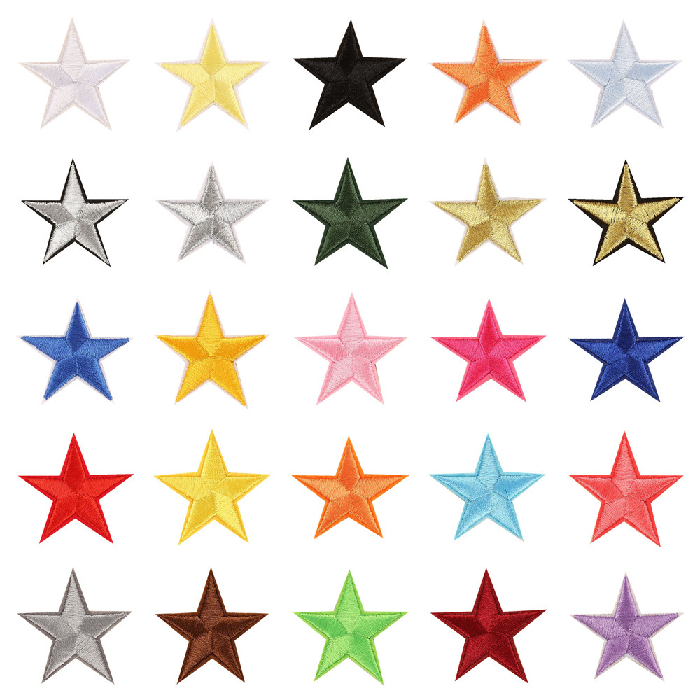 电脑绣花标五角星绣花补丁贴小徽章布贴厂家直销服装辅料刺绣布贴