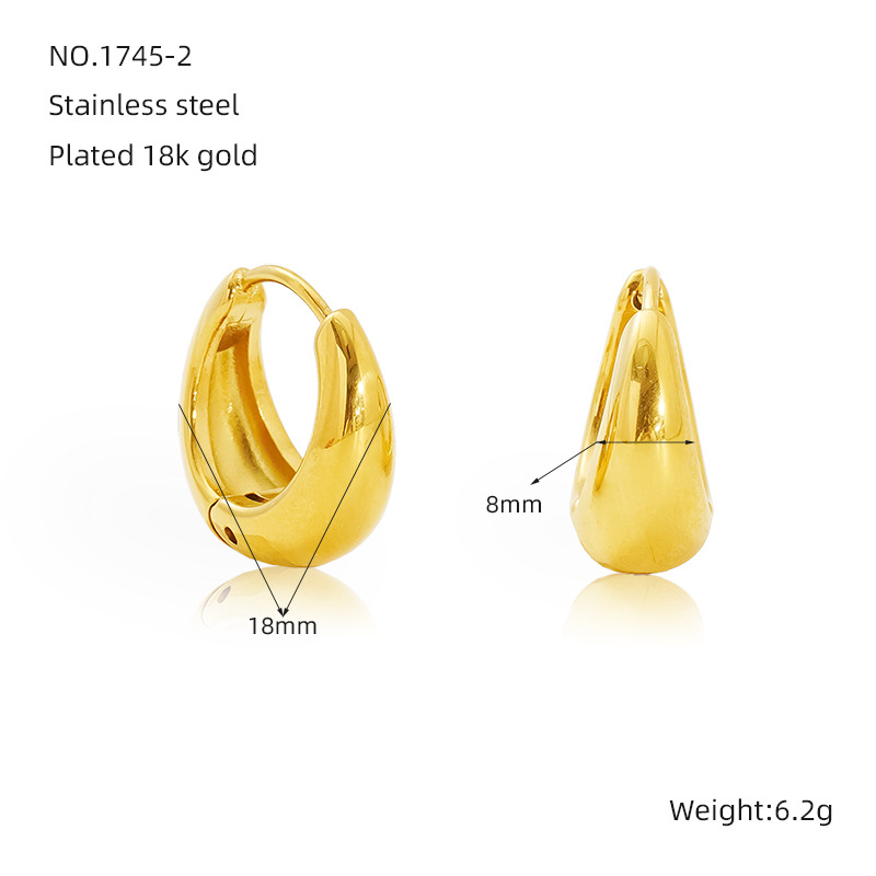Nuevo diseño pequeño europeo y americano moda todo fósforo acero inoxidable de 18k oro grandes pendientes pendientes de acero inoxidable pendientes de acero inoxidable mujeres