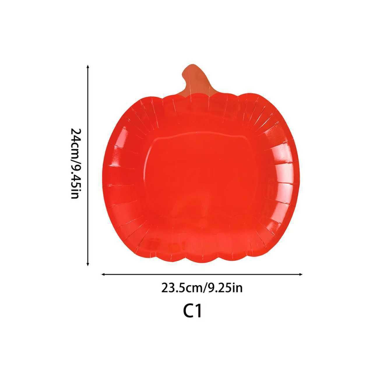 Transfronterizos Halloween forma de calabaza fiesta bandeja de papel desechable plato de fiesta conjunto de suministros de decoración