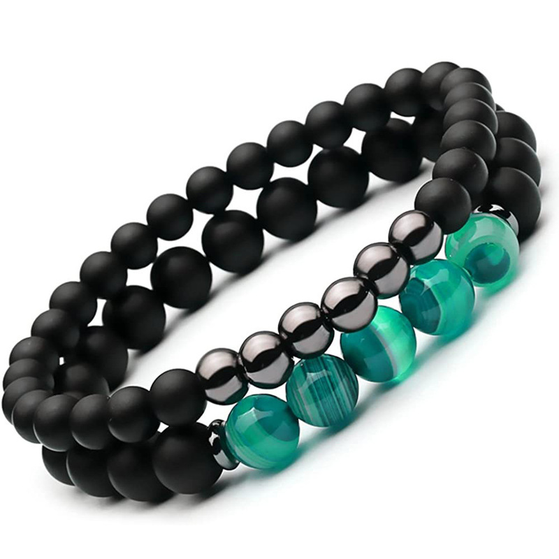 Black Frosted Bracelet Men's Gift Black Frosted Magnet Spacer Blue Tiger Eye Black Stone Green Stripe Agate Bracelet Black Frosted Bracelet Men's Gift Black Frosted Magnet Spacer Blue Tiger Eye Black Stone Green Stripe Agate Bracelet