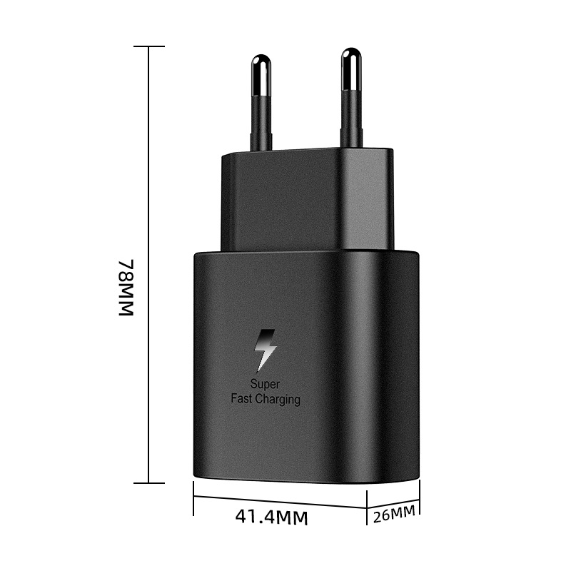 Chargeur de téléphone portable PD25W adapté au protocole Samsung S21/22PPS hea, charge ultra rapide noir stanar européen_voghion.com