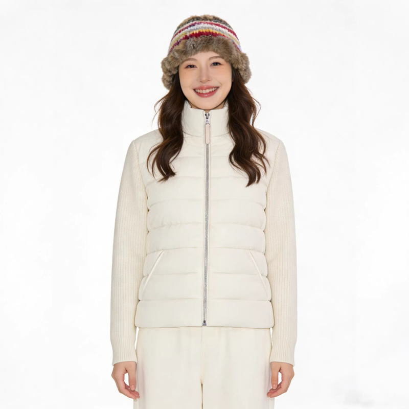 2026 Spring New Women's Outdoor Short Stylish Patchwork down Jacket for Petite Sizes, Commuter Warm Coat