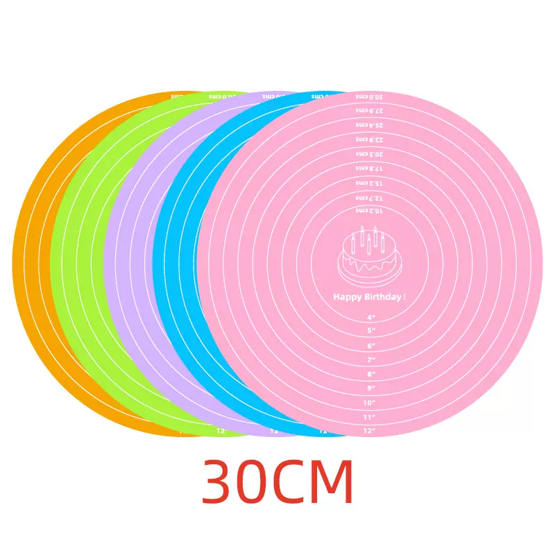 烘焙工具30cm 60cm 70cm圆形硅胶揉面垫生日蛋糕垫转盘裱花转台垫