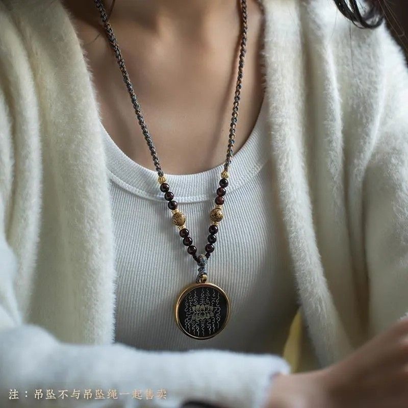 藏式高档手搓吊坠挂绳编织项民族风唐卡佛牌吊坠挂绳粗款调节挂脖