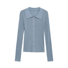 外贸批发欧美风早秋新款弹力修身长袖针织衫2142129