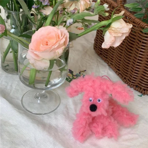 Niche design Korean ins style plush ugly cute puppy pendant bag keychain couple pendant accessories