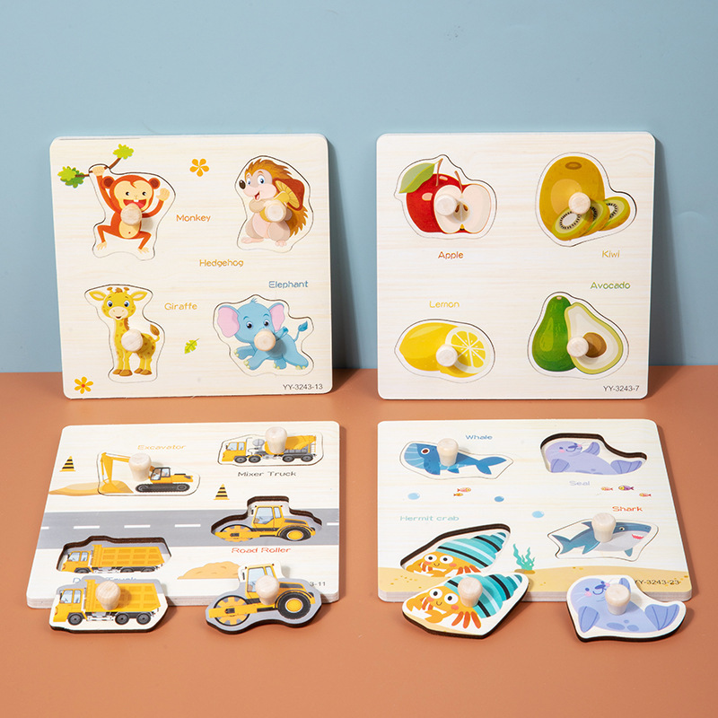 Bebé rompecabezas juego panel Montessori educación temprana mano tablero rompecabezas animal tráfico construcción bloques Niño 1-2 años viejo juguete
