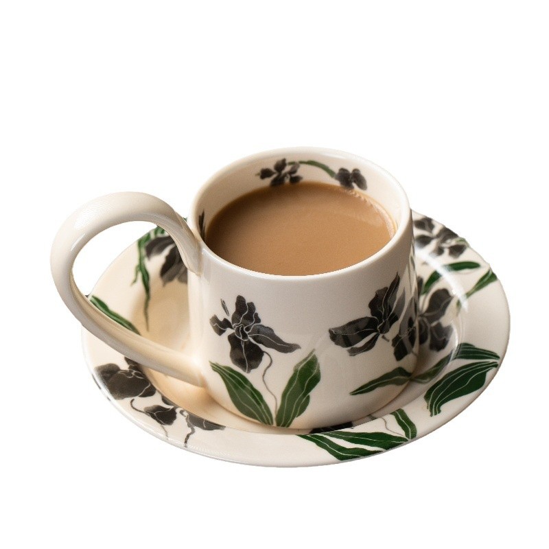 Iris taza de café de cerámica souvenirs regalo de novia taza de café de alta calidad platillo pequeño exquisito taza de té de la tarde
