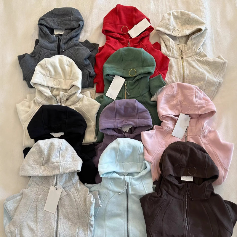Pocket Logo + Ykk Zipper High-Quality Women's Slim-Fit Sports Yoga Hoodie Jacket with Hood and Long Sleeves Pocket Logo + Ykk Zipper High-Quality Women's Slim-Fit Sports Yoga Hoodie Jacket with Hood and Long Sleeves