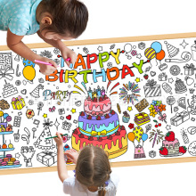 趣味生日派对巨幅画布HAPPY BIRTHDAY儿童生日涂鸦派对桌布装饰