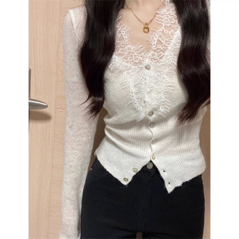 Women's Autumn and Winter Gentle Style Knitted Cardigan Slim-Fit Top Women's Autumn and Winter Gentle Style Knitted Cardigan Slim-Fit Top