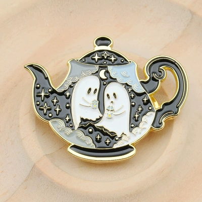Ghost Teapot Brooch Enamel Yaxa sancaqları