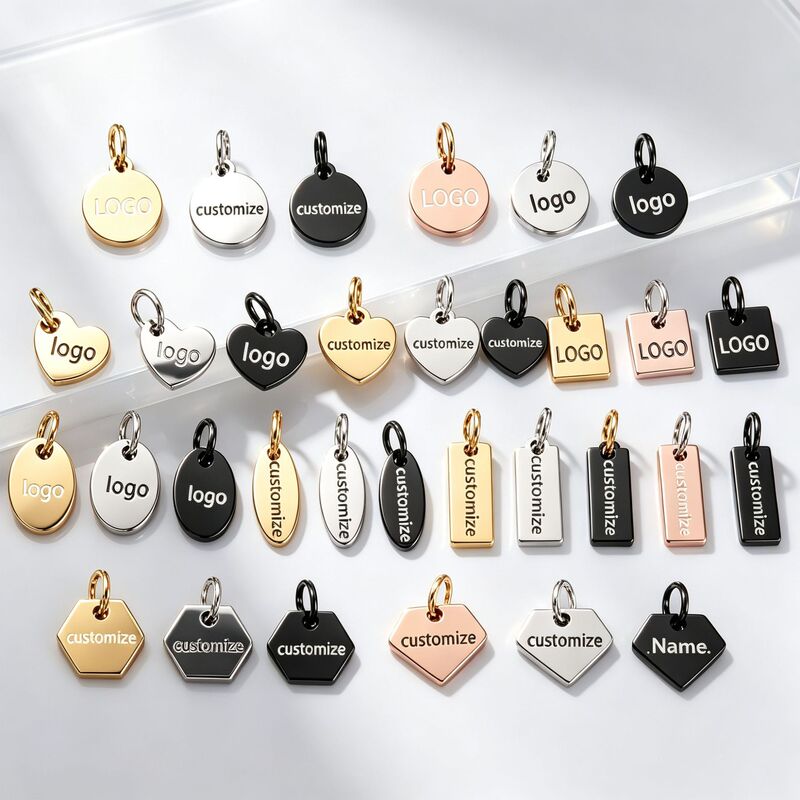 Stainless Steel Jewelry Necklace Bracelet Connecting Tags, Rectangular, Round, Oval Tags, Custom Engraved Pendants
