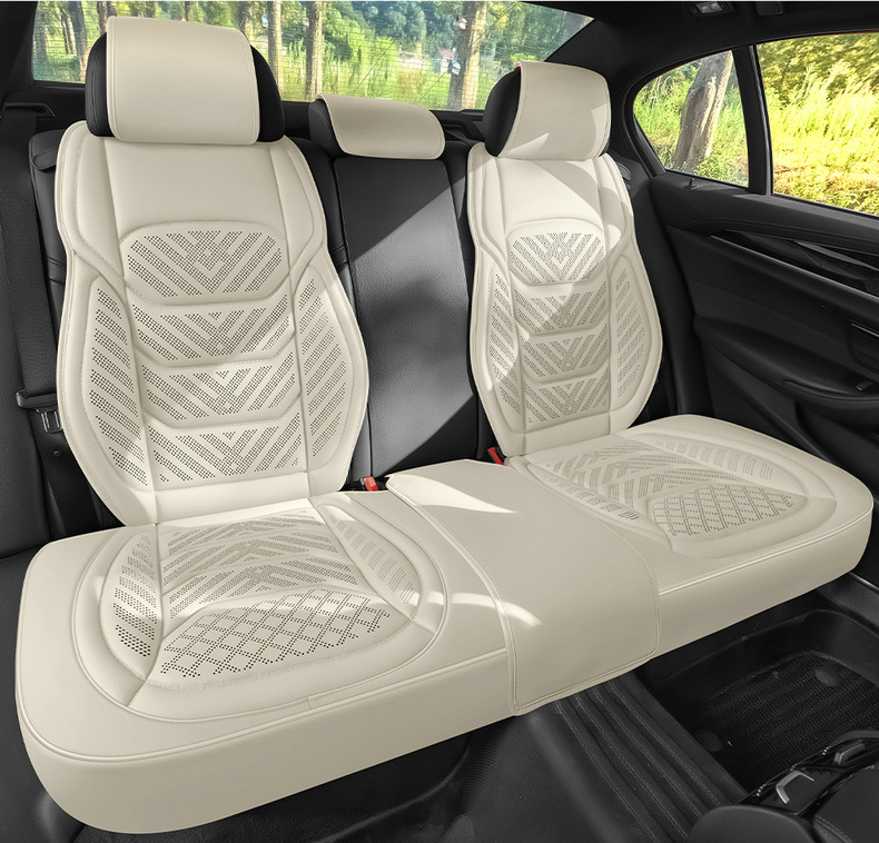 Car seat cushion made of perforated Nappa leather, breathable, suitable for all seasons, semi-enclosed, does not affect seat ventilation, specialized for small cars