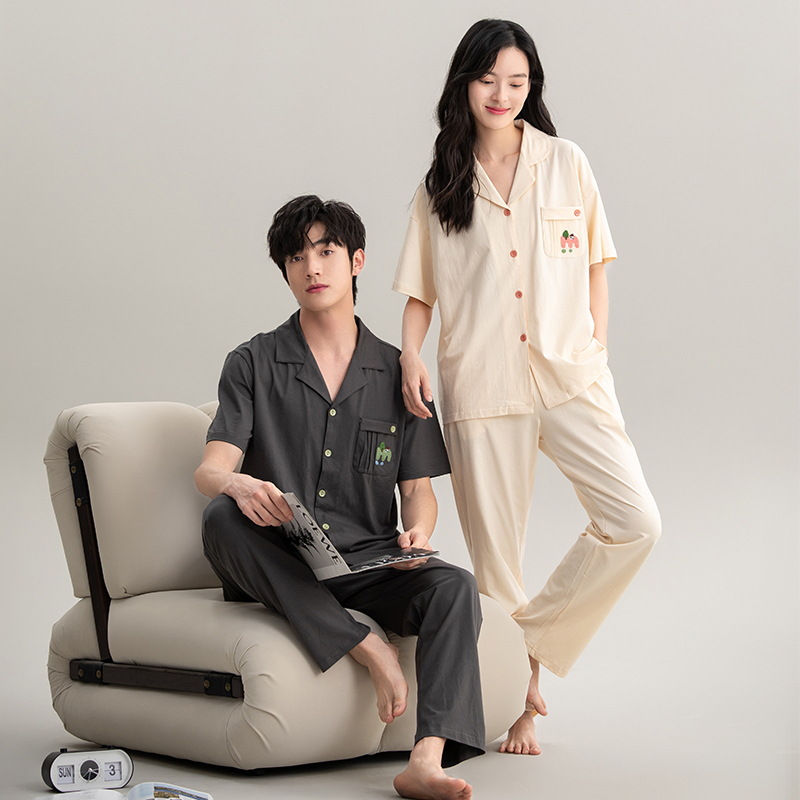 Pareja pijamas verano algodón pantalones de manga corta hombres primavera y otoño 2024 Nuevo estilo coreano ropa para el hogar verano