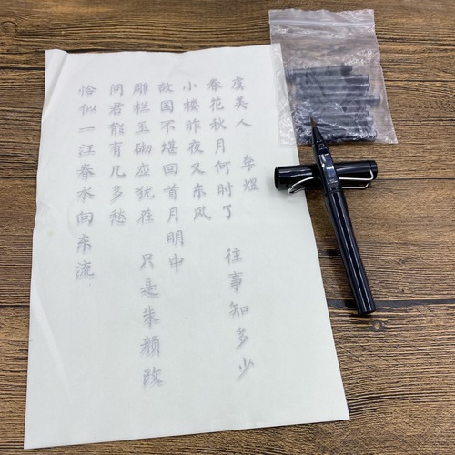 Hairpin small regular script soft pen calligraphy set Children and adults fountain pen style writing brush copying Tang poetry and Song lyrics tracing red rice paper