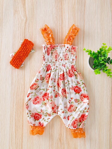 2PCS Baby Jumpsuit Lace Sling Girl Baby Bloomers Fashion