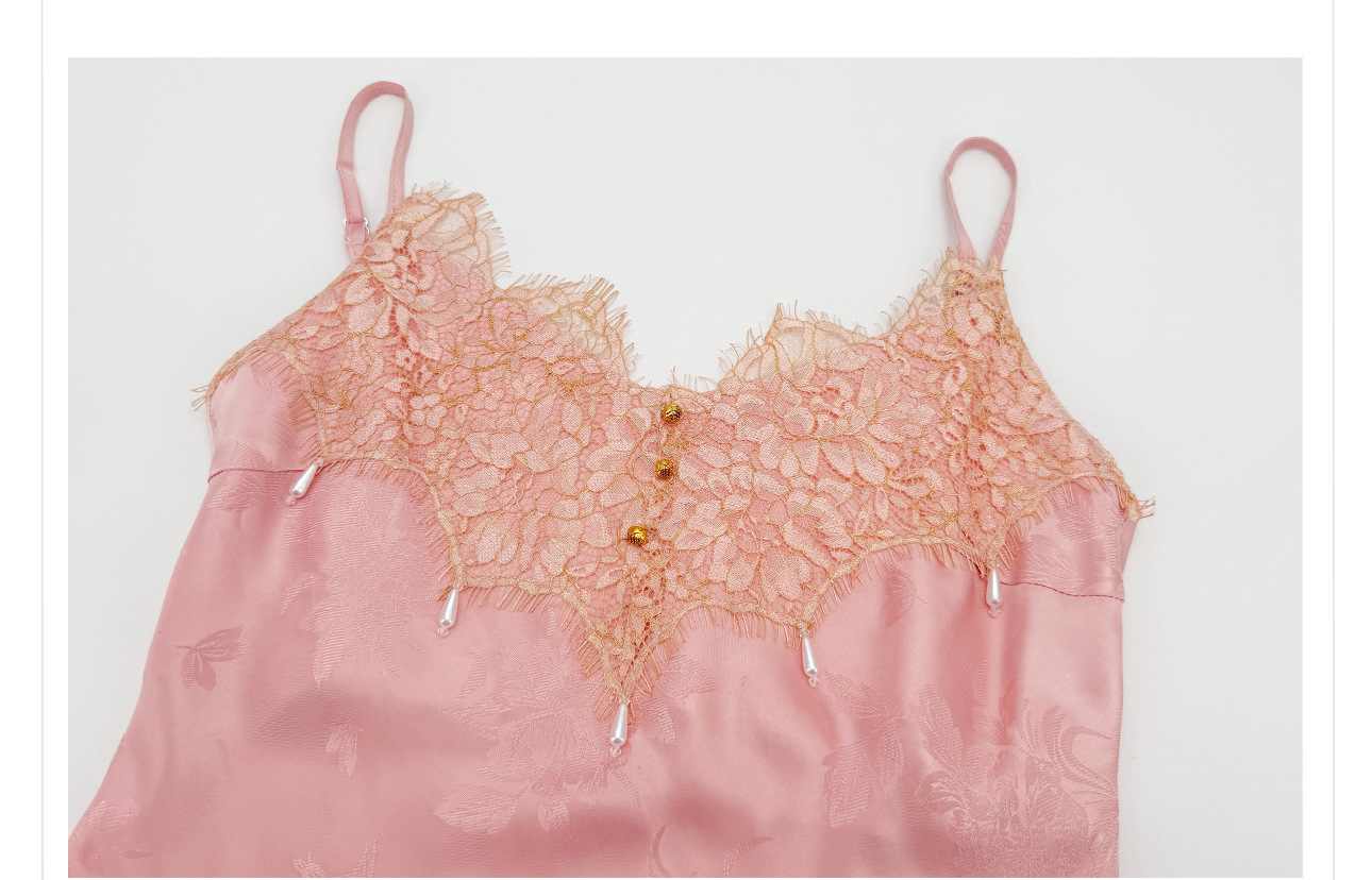 Bộ áo khoác thêu jacquard kết hợp đầm dây lụa phong cách Tân Trung thức — bộ đồ, đầm dây, Áo khoác màu hồng chi tiết 23