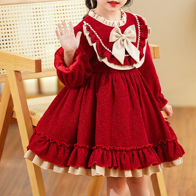 2023韩系可爱女宝宝儿童装洛丽塔公主裙冬季2023新款裙子加绒加厚