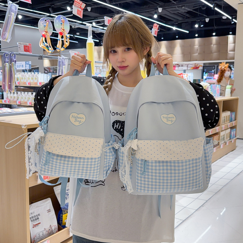 2026 Summer New Arrival: High-Style Cute Plaid Backpack for Girls, Suitable for Elementary and Middle School Students, Outdoor Casual Backpack