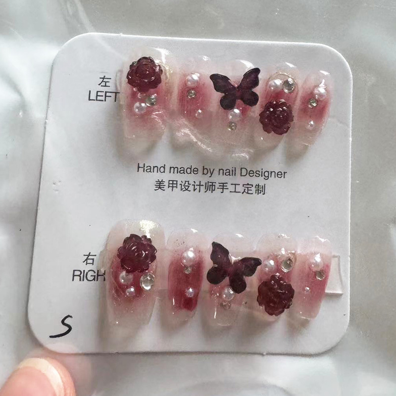 Kaiman desgaste hecho a mano fragmento de uñas con flash diamante Año Nuevo desgaste pieza de uñas puro deseo europeo y americano largo parche de uñas