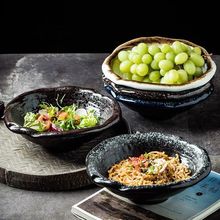 跨境供應 日式拉面碗創意外水紋變形碗 陶瓷沙拉碗 湯碗刺身碗