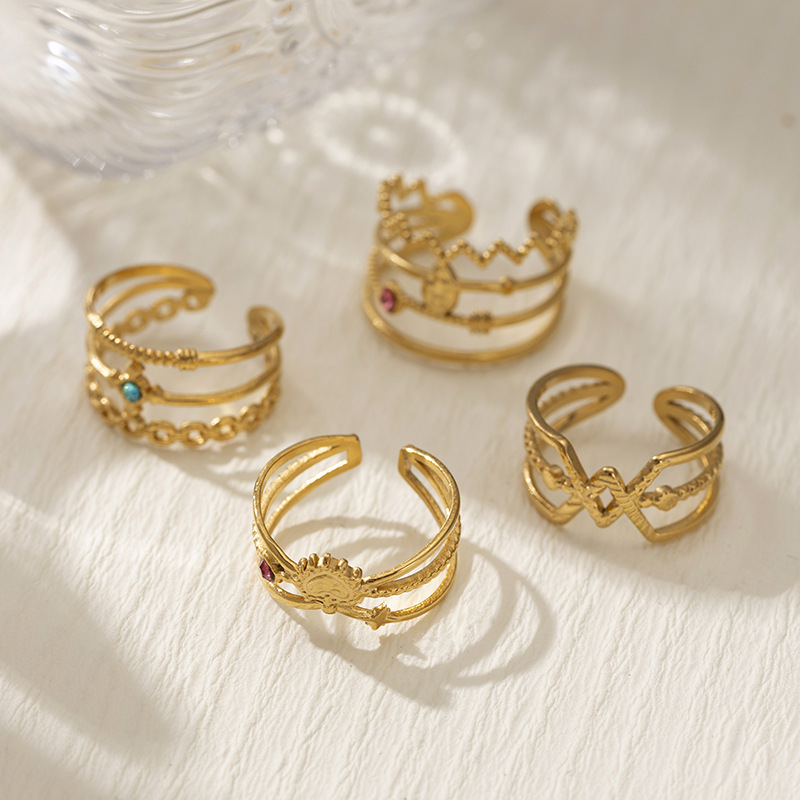 TINA OMU 18k oro de titanio acero anillo de acero inoxidable abierto exagerado anillos de dedos de alta calidad joyas anillos