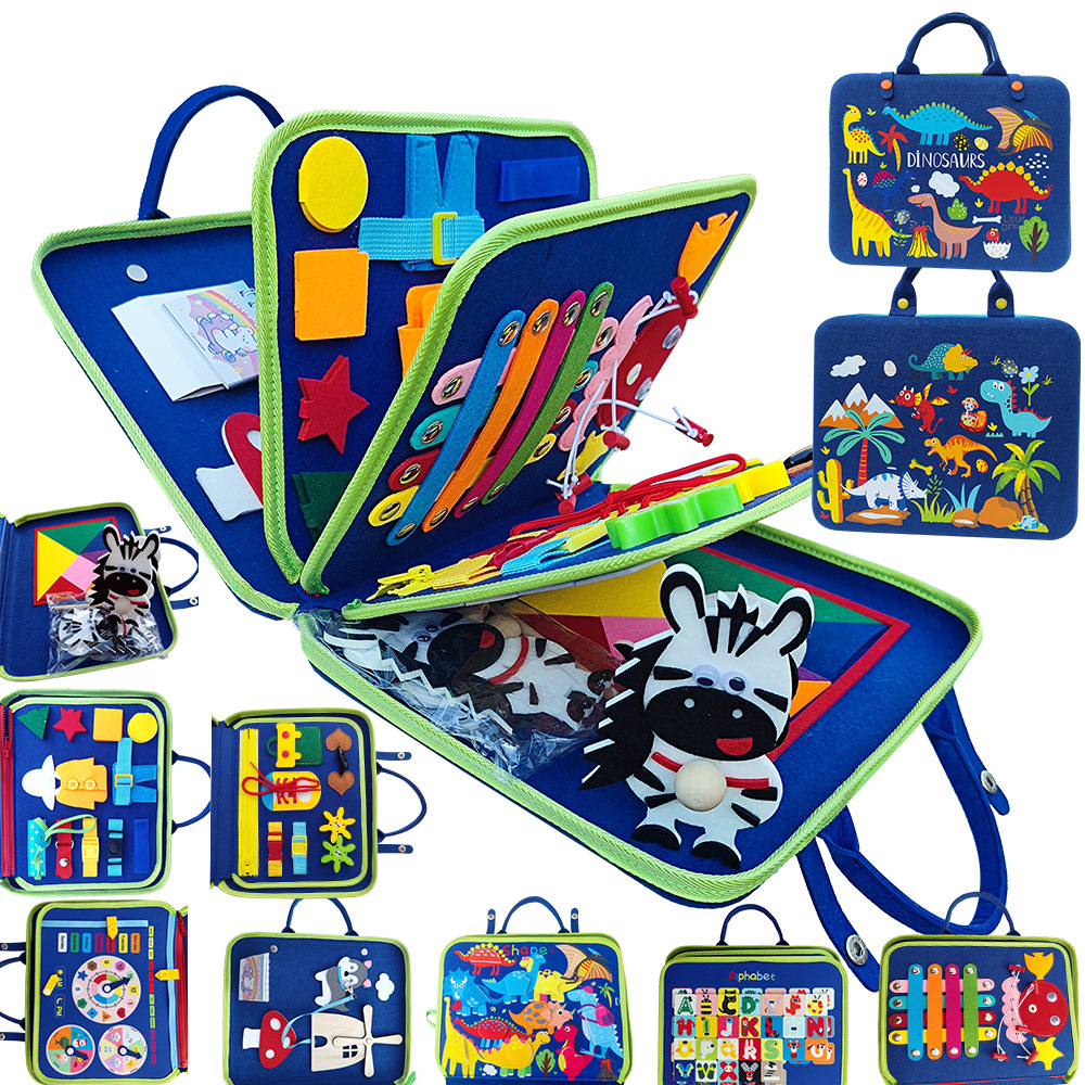 Tablero de actividades educativas tempranas para niños, ejercicio práctico de bricolaje para jardín de infantes, tablero de fieltro Montessori de aprendizaje temprano.