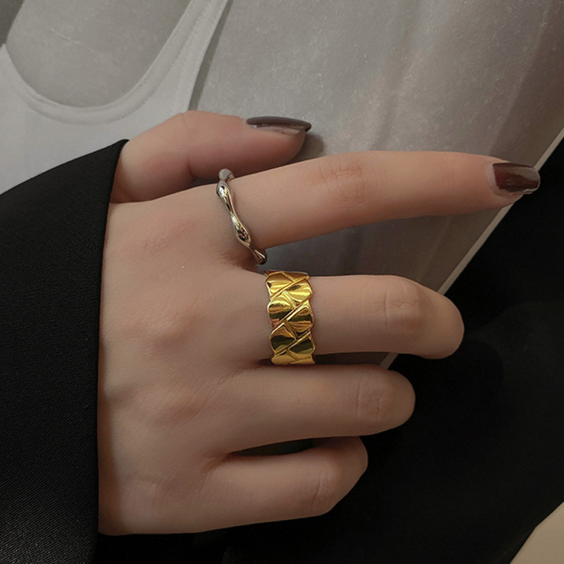 Korean version of the new creative diamond fashion square wide open copper ring wholesalepicture15