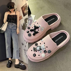 2024 foreign trade new style handmade DIY hole-in-the-wall slippers Baotou non-slip thick-soled women's outdoor garden hole-in-the-wall shoes wholesale