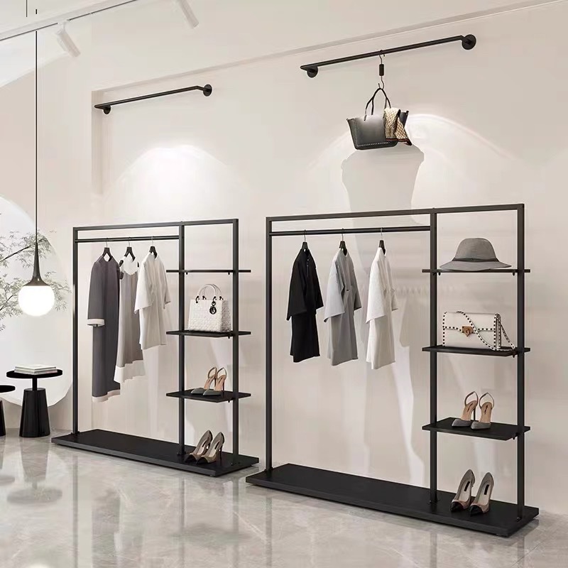 Clothing Store Hanger Display Rack Floor-Standing Women's Clothing Store Clothing Rack Iron Display Island Rack Simple Clothes Hanger