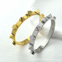 跨境新款个性时尚高级感钢钉钛钢首饰气质百搭情侣手镯不锈钢饰品