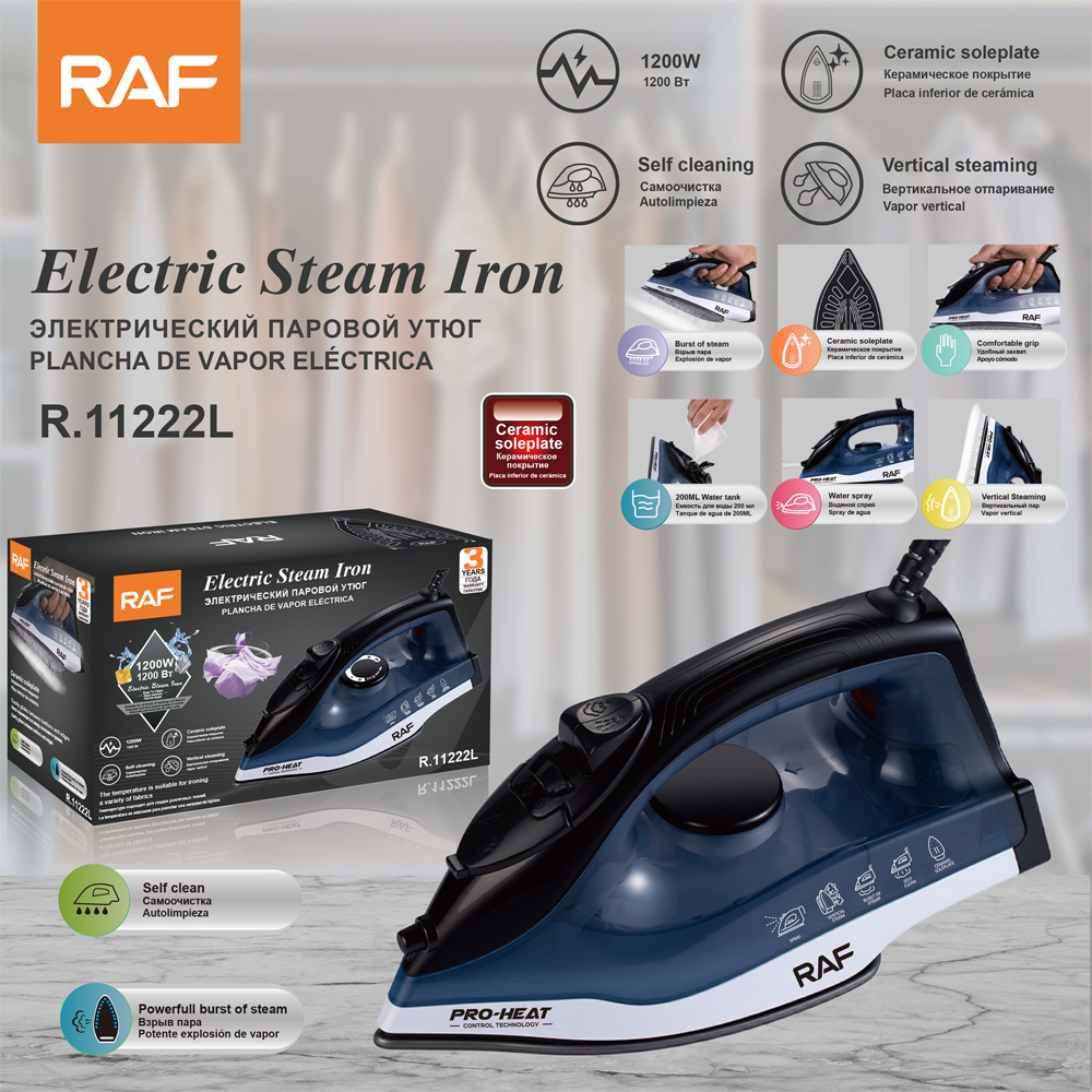 RAF European Standard Multifunctional Electric Iron, Small Steam Iron for Home Use, 1200W