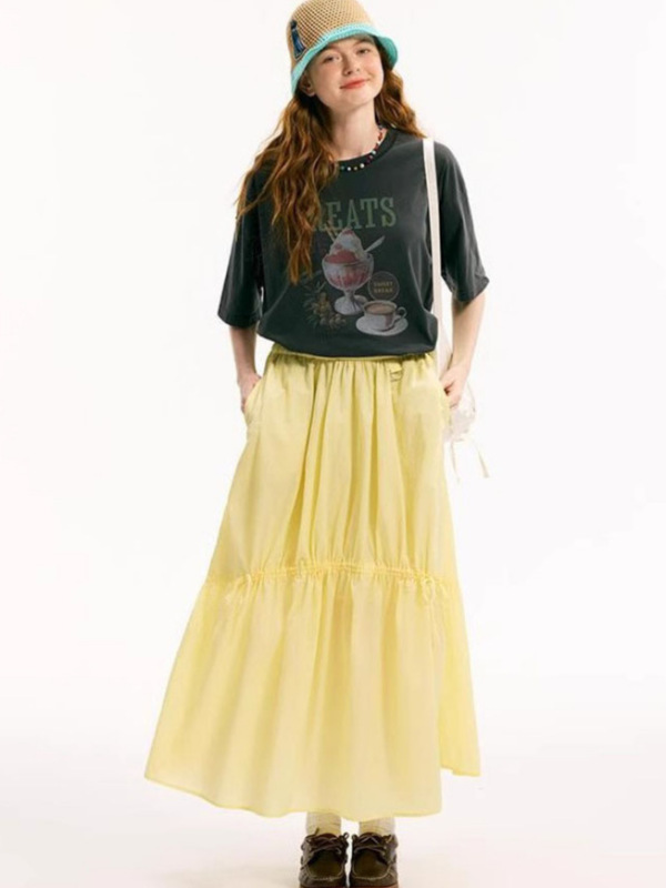 2025 夏の新日本ニココットントップス甘いデザートプリントレタールーズ半袖 Tシャツ女性のための|undefined