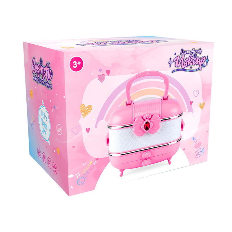 Traje de cosméticos para niños transfronterizos de Amazon maquillaje para niñas esmalte de uñas juguete maleta rendimiento regalo de cumpleaños