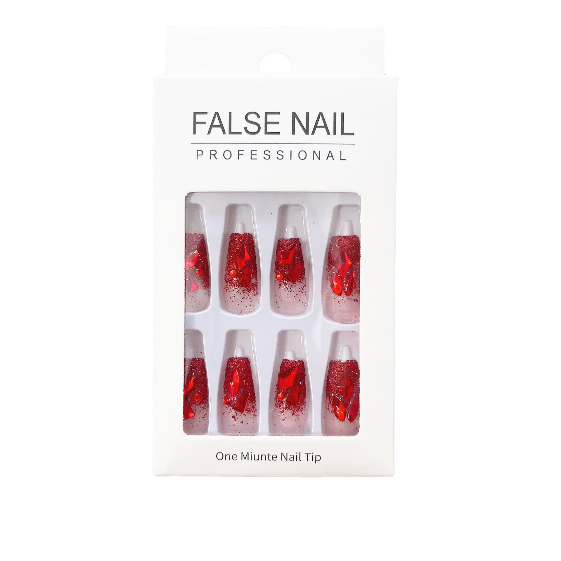 Manicura de Año Nuevo Gradiente rojo Polvo brillante desgaste manicura producto terminado Otoño e Invierno dividido con parche para uñas Clavo de diamante brillante Aurora