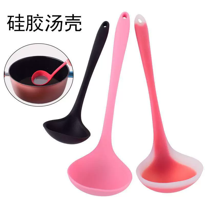 Производитель Jiaju, универсальная силиконовая суповая оболочка, антипригарная кастрюля, ложка для супа, кухонная ложка, силиконовая кухонная утварь, кухонные инструменты