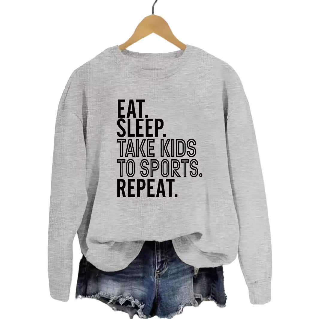 Amazon eBay estación independiente transfronteriza EAT SLEEP TAKE KIDS impreso suéter de cuello redondo casual de manga larga