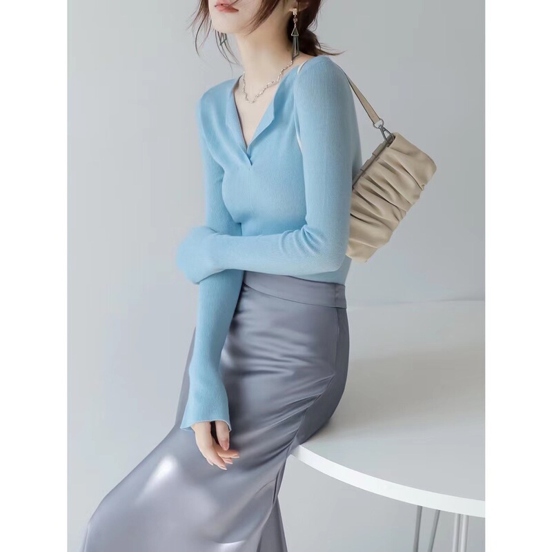 MZOXMO gentle style top early Autumn Cashmere elegant all-match lazy sweater design simple sweater MZOXMO gentle style top early Autumn Cashmere elegant all-match lazy sweater design simple sweater