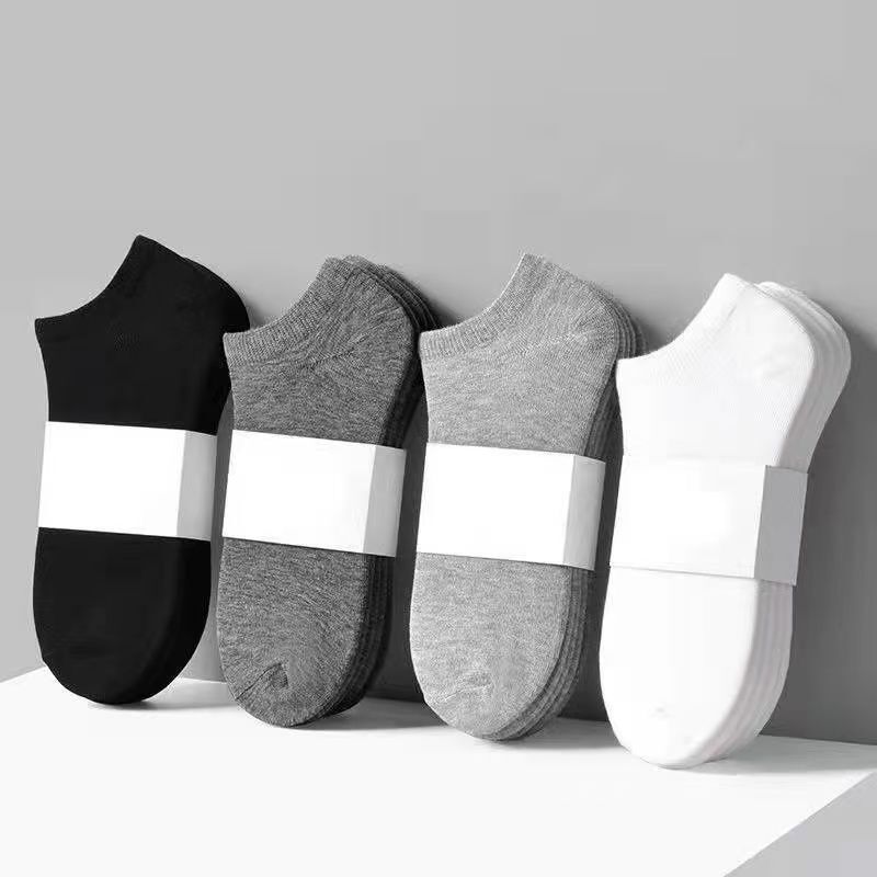 Men's Summer Classic Black White Gray Invisible Boat Socks Sweat-Absorbent Deodorant Spring Summer Sports Thin Ins Trend Short Socks