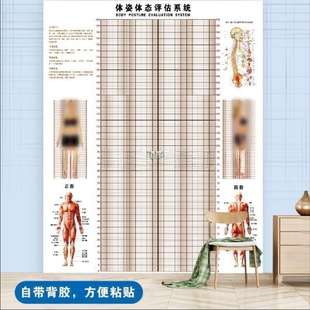 Yoga Chart Body State Assessment Table Paper Body Position Body Fat Chart Body Posture Body Posture Body Measurement Hall Wall Sticker Grid Gym Private Teaching Posture