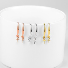 S925纯银珍珠耳钩配件手工diy半成品简约时尚耳勾空托3mm厂家批发