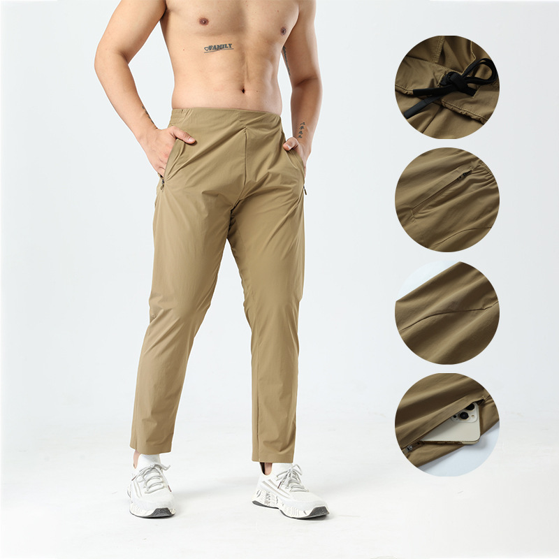 Lulu Same Style Summer Sports Pants Men's Slim Straight Elastic Outdoor Mountaineering Soft Shell Pants Casual Work Clothing Pants