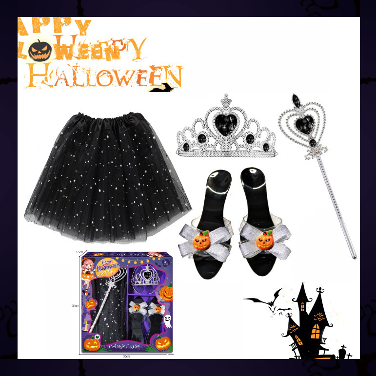 Halloween transfronterizo disfraz de juguetes fiesta de baile casera calabaza niños hadas varitas joyas de corona de chicas