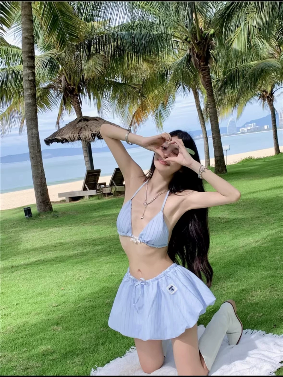 High-end swimwear, split uniform, set, polyester