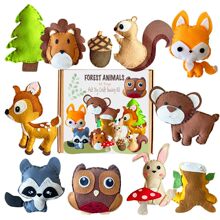 DIY林地动物儿童早教缝纫套装 森林生物缝纫毛毡毛绒动物艺术套件