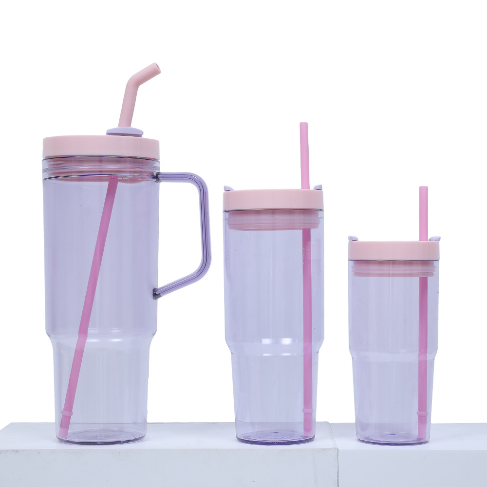 Taza de coche de comercio exterior transfronteriza de 40oz Taza de plástico gigante Juego de tres piezas con pajita Taza de agua de gran capacidad y alto valor