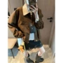 撞色翻领宽松复古夹克